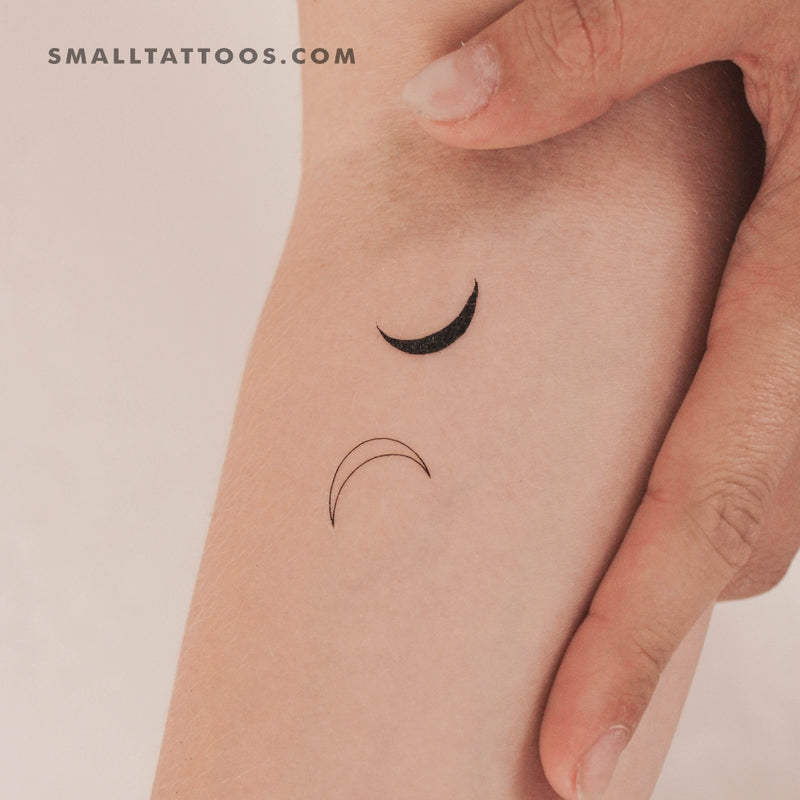 Crescent Moon Couple Temporary Tattoo (Set of 3)