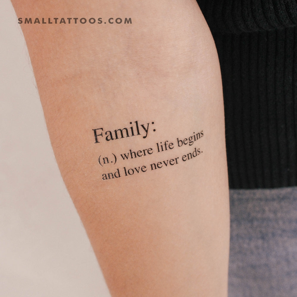 Tatuaje temporal con descripción del diccionario familiar (juego de 3)