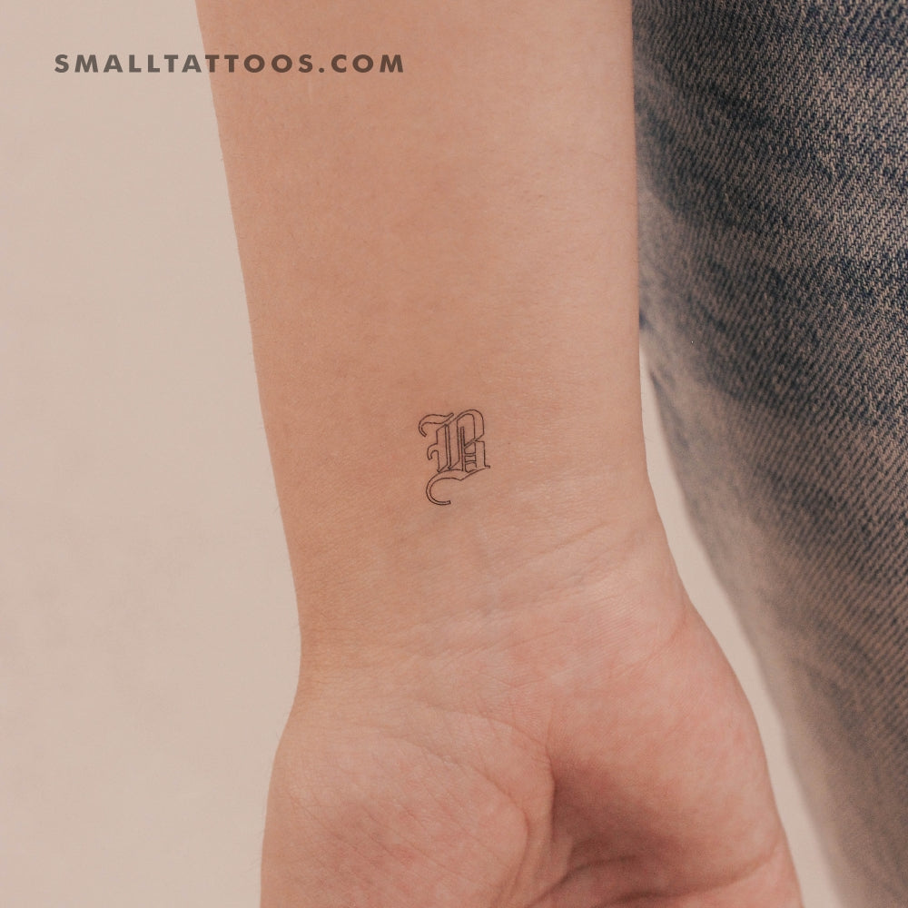 Old English B Letter Temporary Tattoo (Set of 3) Small Tattoos