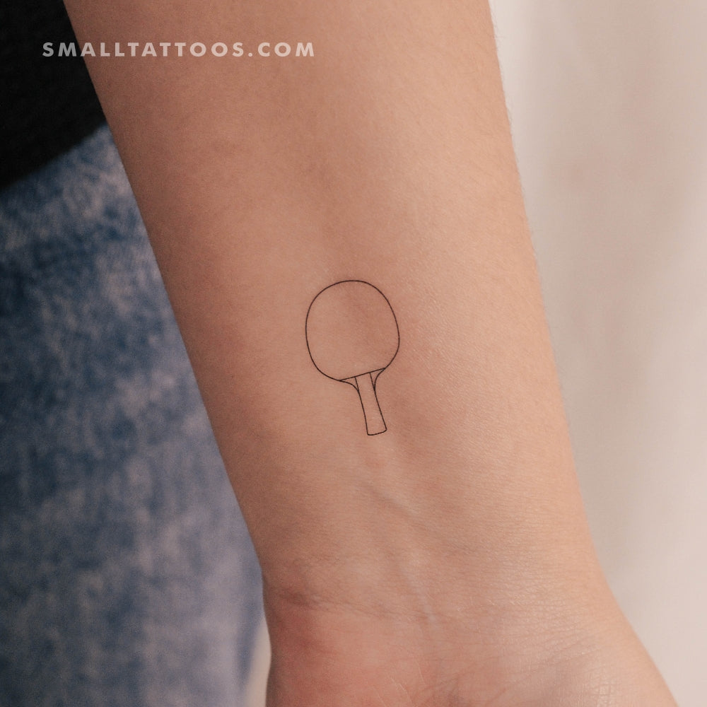 Ping Pong Paddle Temporary Tattoo Set of 3 Small Tattoos