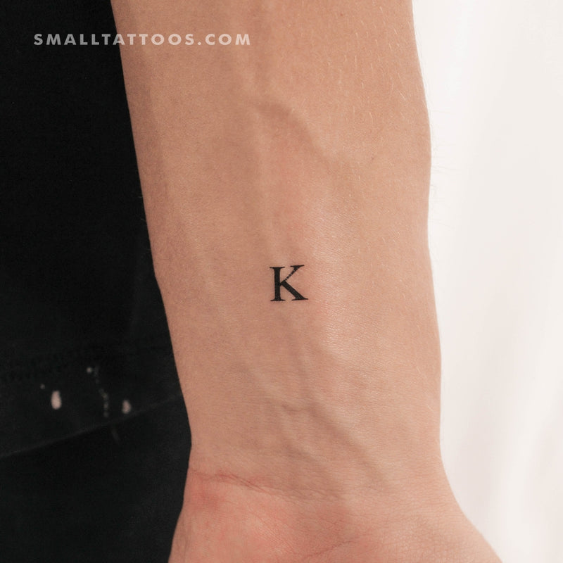 K Uppercase Serif Letter Temporary Tattoo (Set of 3)