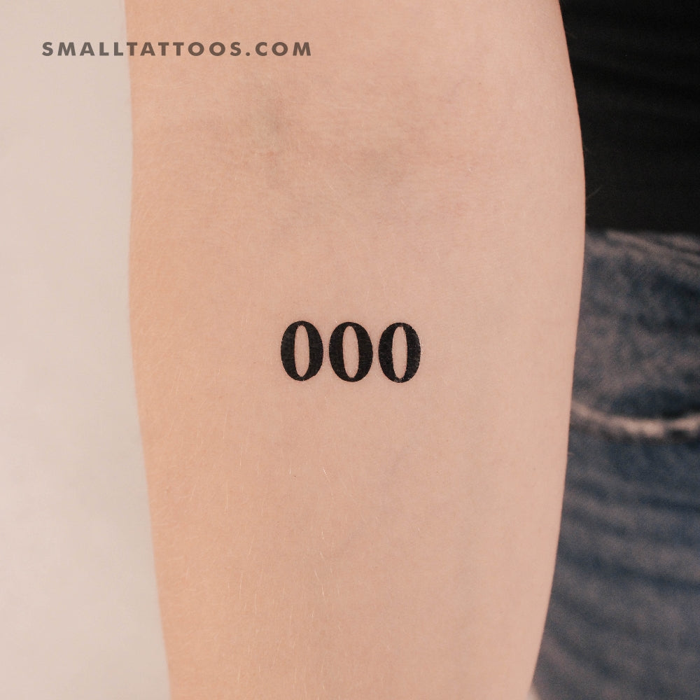 Tatuaje temporal del número angelical 000 (juego de 3)