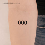 000 Angel Number Temporary Tattoo (Set of 3)