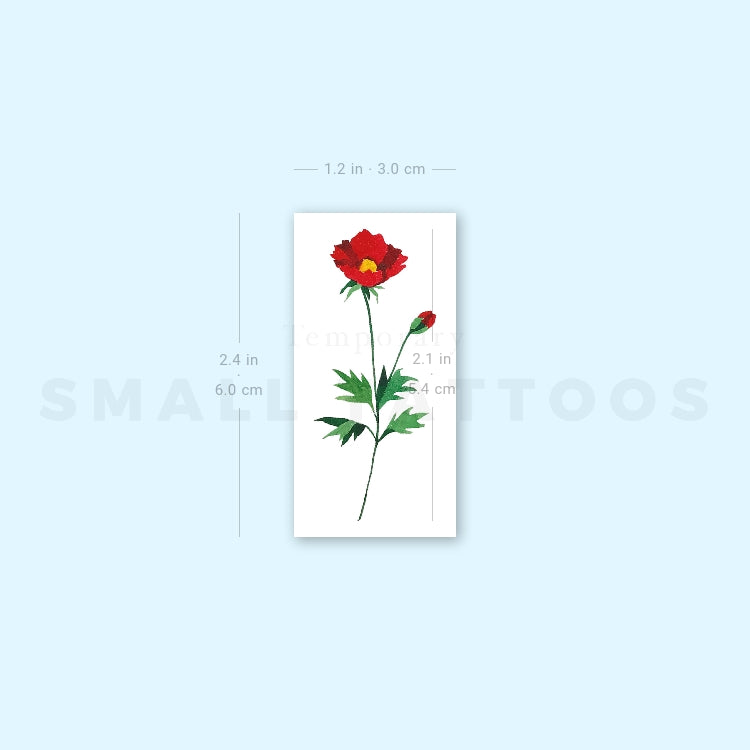 Red Chrysanthemum Temporary Tattoo by Zihee (Set of 3)