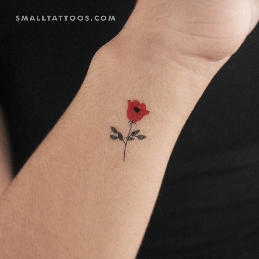 Tatuaje temporal de flor roja de Zihee (juego de 3)