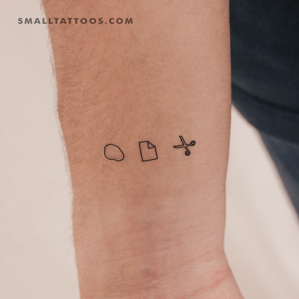 Rock Paper Scissors Temporary Tattoo (Set of 3)