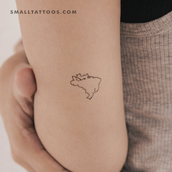 Brazil Map Outline Temporary Tattoo (Set of 3)