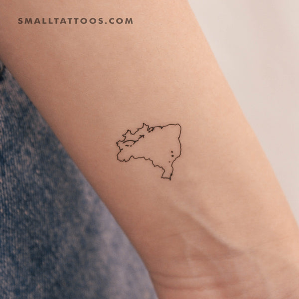 Brazil Map Outline Temporary Tattoo (Set of 3)