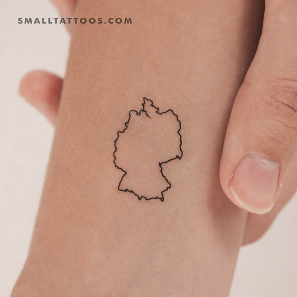 Map Of Germany Outline Temporary Tattoo (Set of 3)