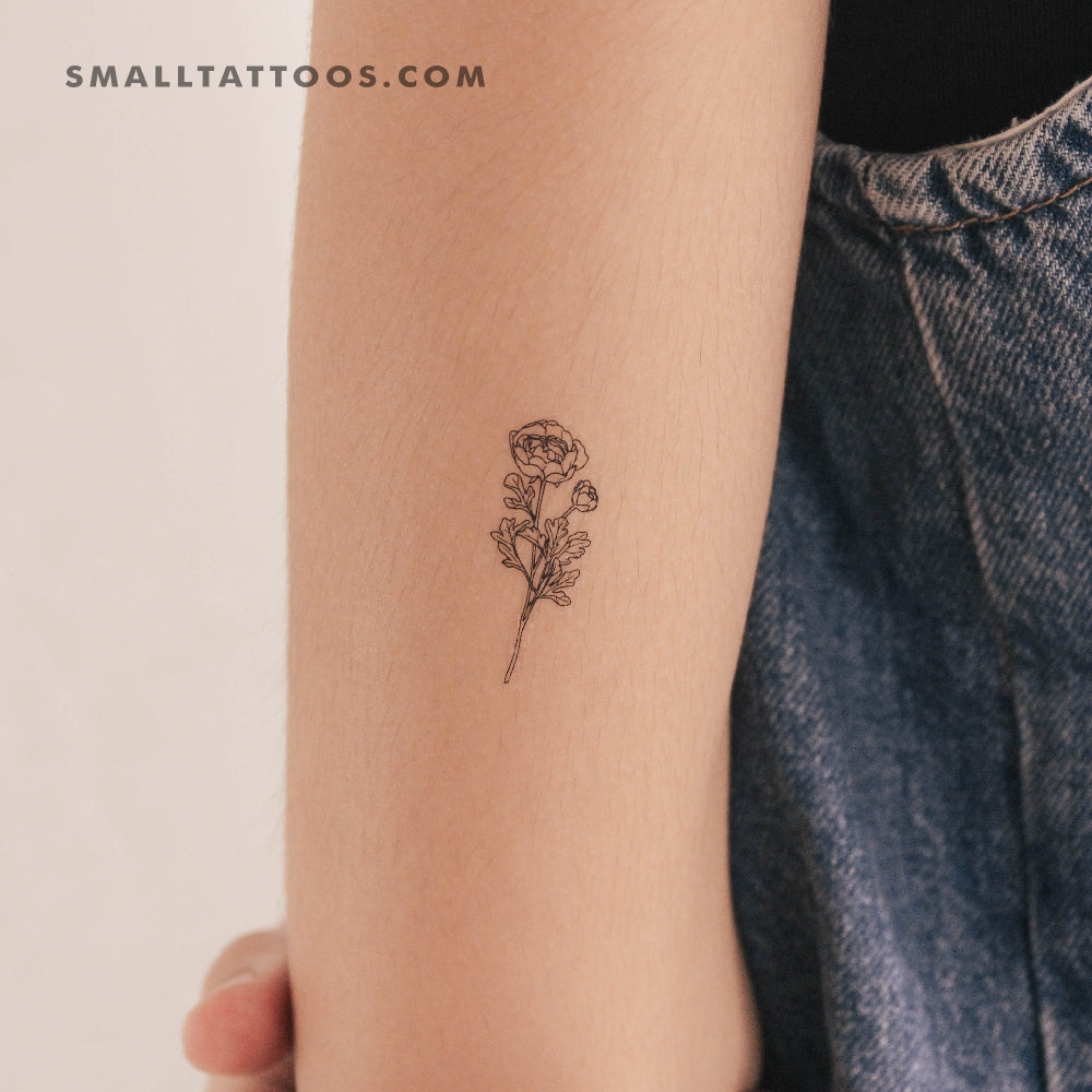 Tatuaje temporal de ranúnculo (juego de 3)