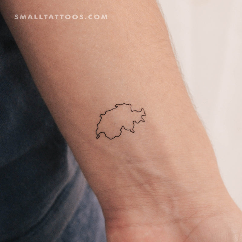 Map Of Switzerland Temporary Tattoo (Set of 3)