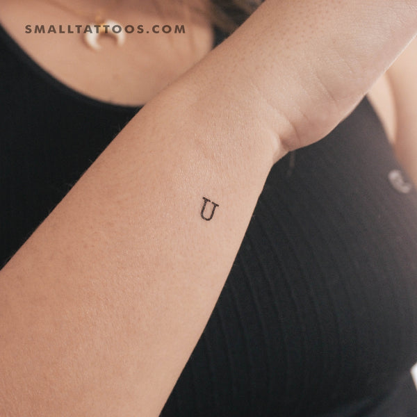 U Uppercase Typewriter Letter Temporary Tattoo (Set of 3)