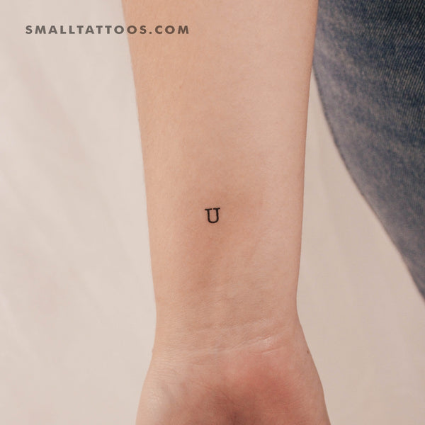 U Uppercase Typewriter Letter Temporary Tattoo (Set of 3)