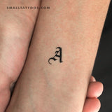 Gothic Style Uppercase A Letter Temporary Tattoo (Set of 3)