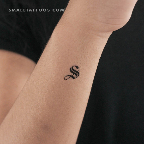 Gothic Style Uppercase S Letter Temporary Tattoo (Set of 3)