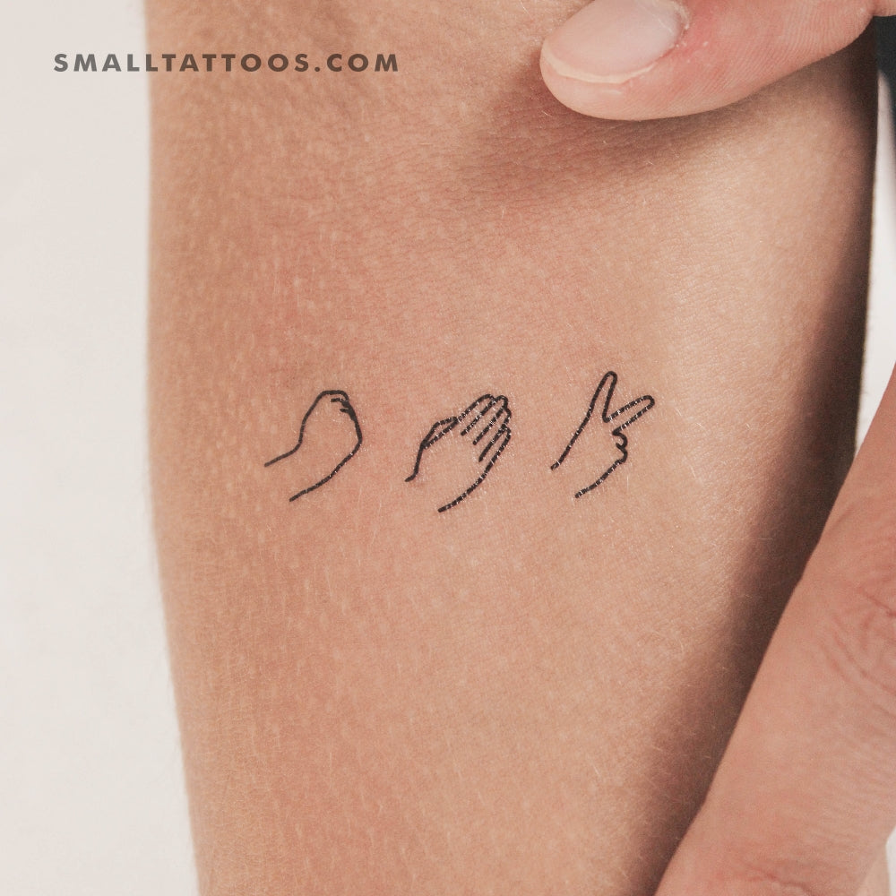 Rock Paper Scissors Hand Gestures Temporary Tattoo (Set of 3)
