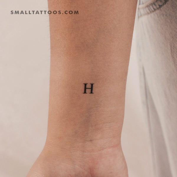 H Uppercase Serif Letter Temporary Tattoo (Set of 3)