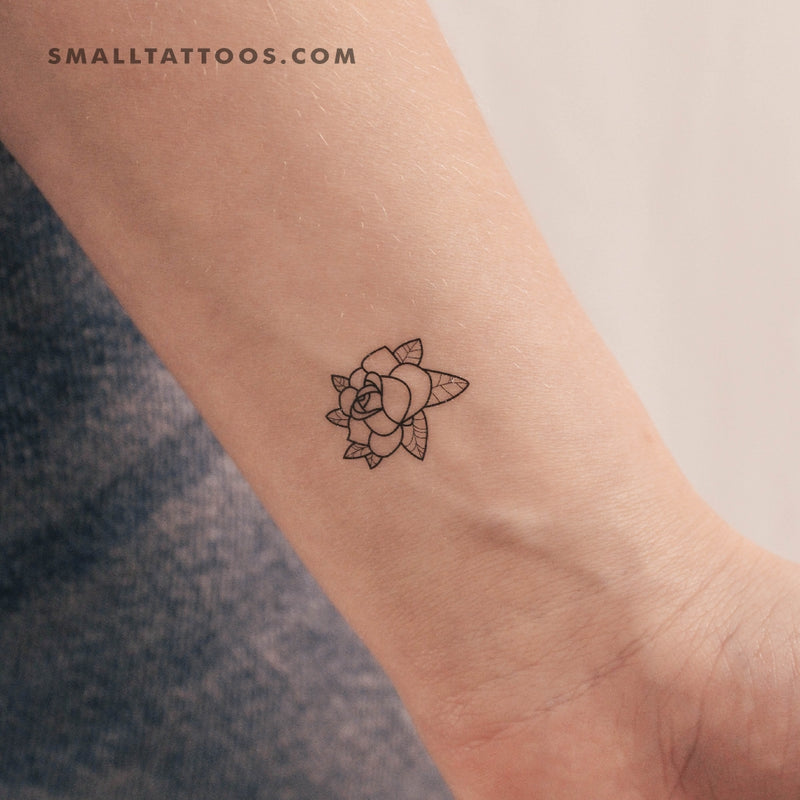 Rose Head Outline Temporary Tattoo (Set of 3)