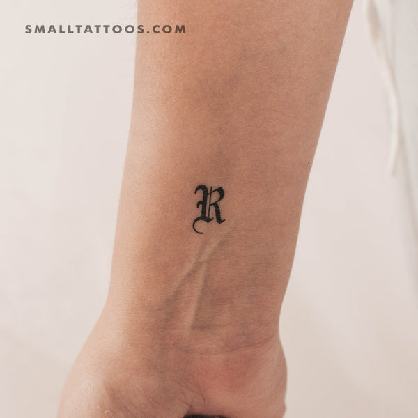 Gothic Style Uppercase R Letter Temporary Tattoo (Set of 3)