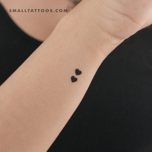 Two Little Black Hearts Temporary Tattoo (Set of 3)