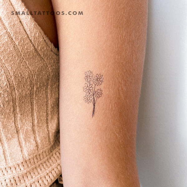 Daisy Flower Bouquet Temporary Tattoo (Set of 3)