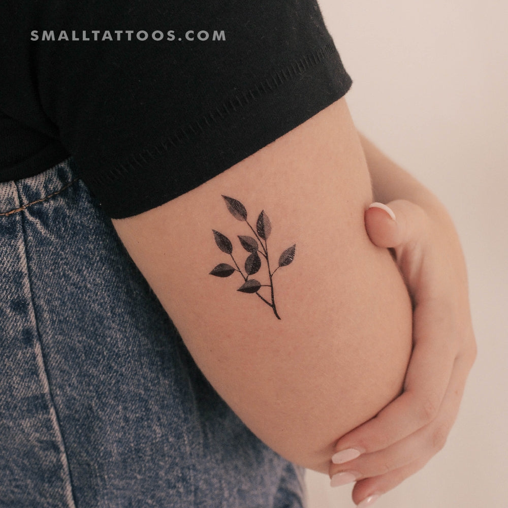 Tatuaje temporal de hojas grises de Zihee (juego de 3)