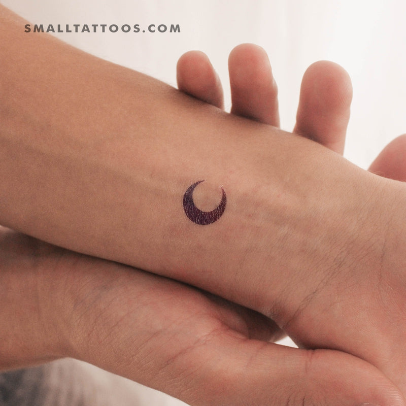 Purple and Pink Crescent Moon Temporary Tattoo by Zihee (Set of 3)