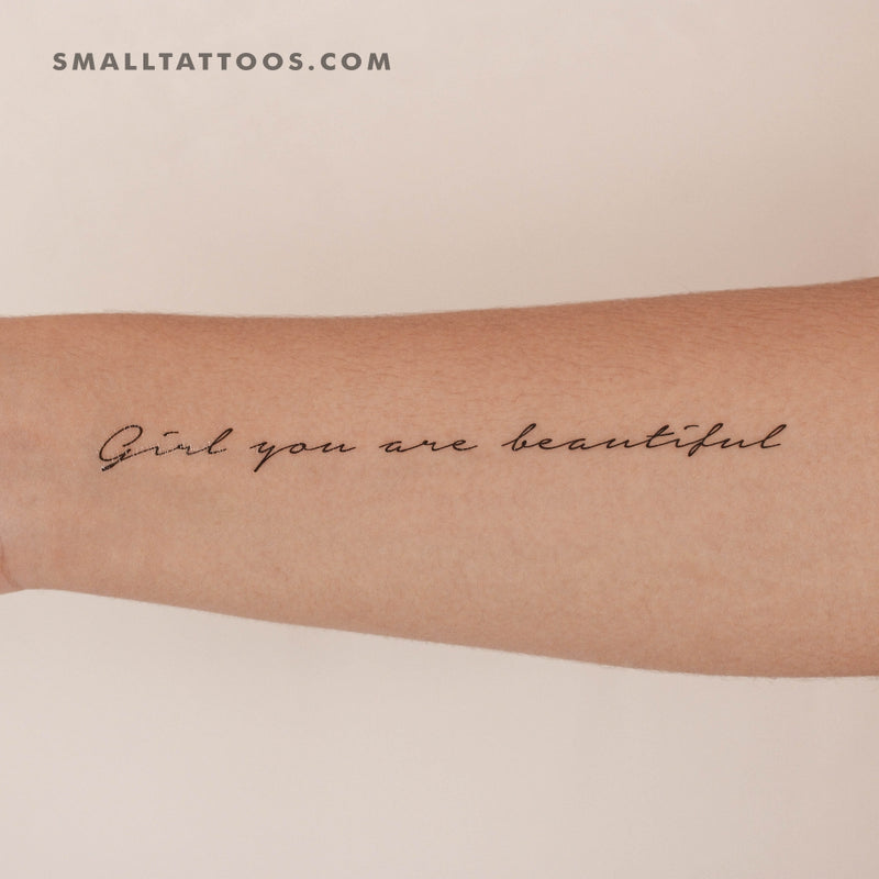 Girl You Are Beautiful Temporary Tattoo (Set of 3)