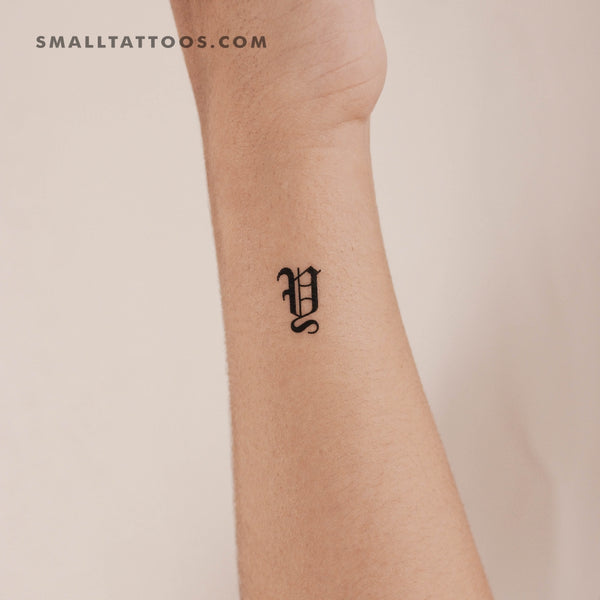 Gothic Style Uppercase Y Letter Temporary Tattoo (Set of 3)