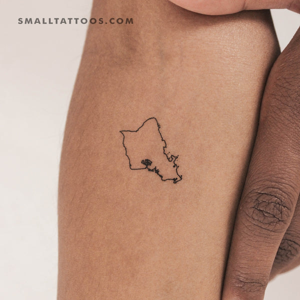 Oahu Map Temporary Tattoo - Set of 3