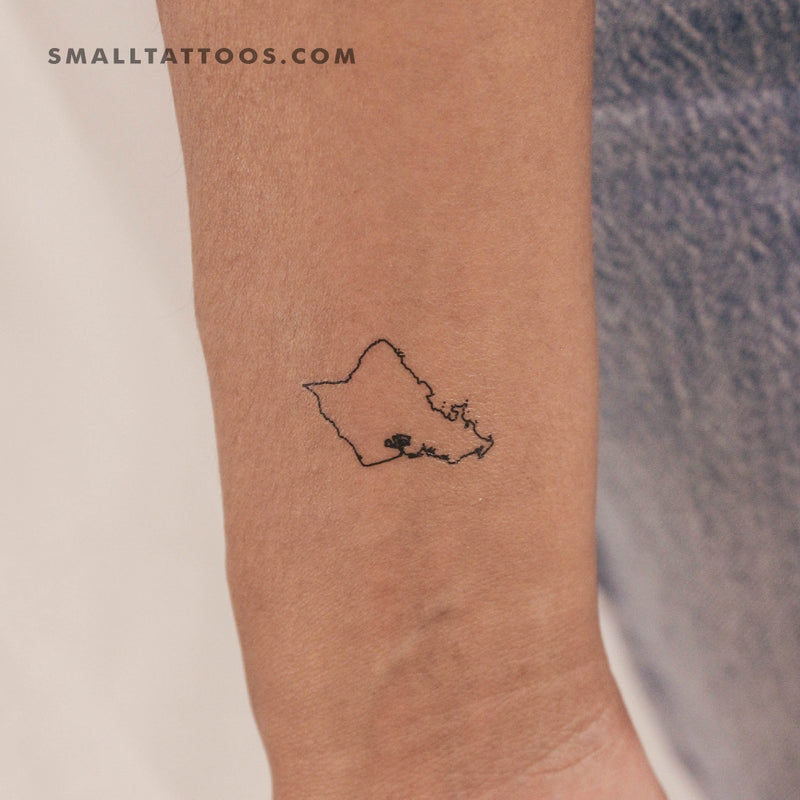 Oahu Map Temporary Tattoo - Set of 3