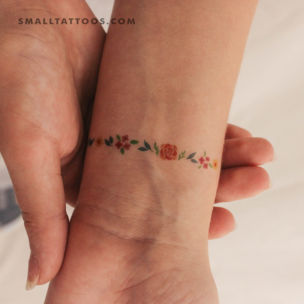 Tatuaje temporal de pulsera de flores de Zihee (juego de 3)