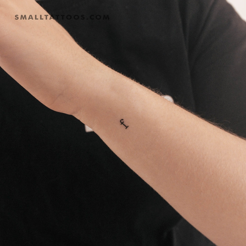 F Lowercase Typewriter Letter Temporary Tattoo (Set of 3)