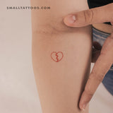 Red Broken Heart Temporary Tattoo (Set of 3)