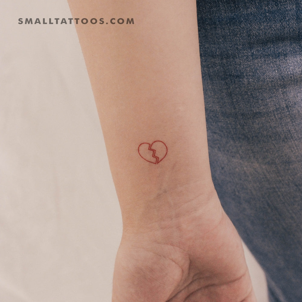 Tatuaje temporal de corazón roto rojo (juego de 3)