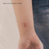 Red Broken Heart Temporary Tattoo (Set of 3)