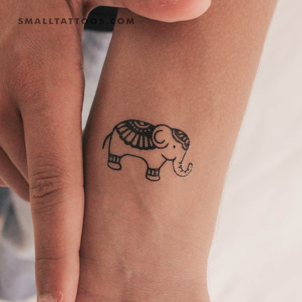 Ornamental Elephant Temporary Tattoo (Set of 3)