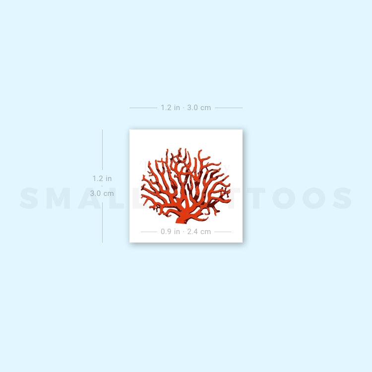 Tatuaje temporal de coral rojo (juego de 3)