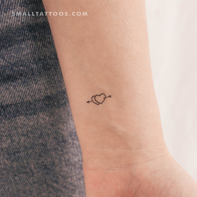 Double Heart And Arrow Temporary Tattoo (Set of 3)