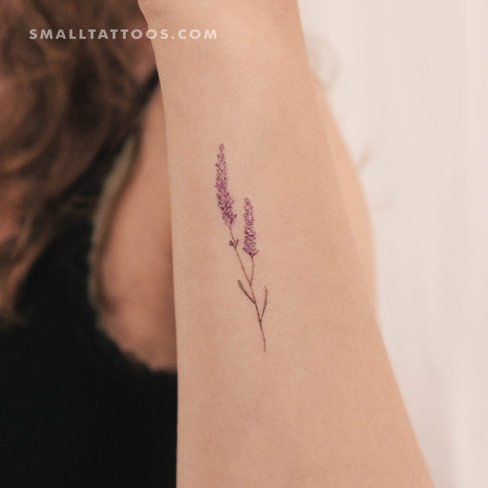 Tatuaje temporal de lavanda en acuarela (juego de 3)