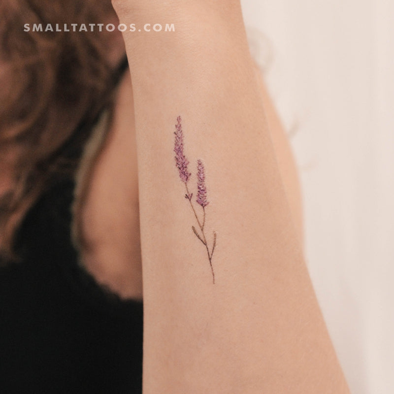 Watercolor Lavender Temporary Tattoo (Set of 3)