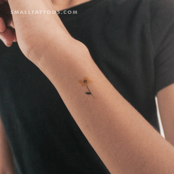 Small Yellow Flower Temporary Tattoo by Zihee (Set of 3)