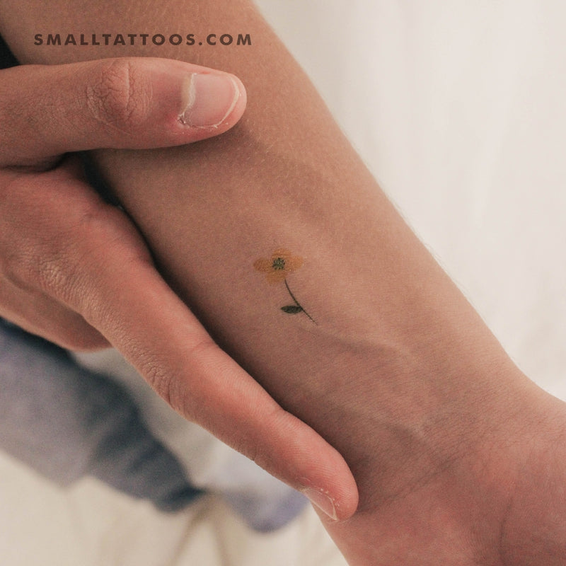 Small Yellow Flower Temporary Tattoo by Zihee (Set of 3)