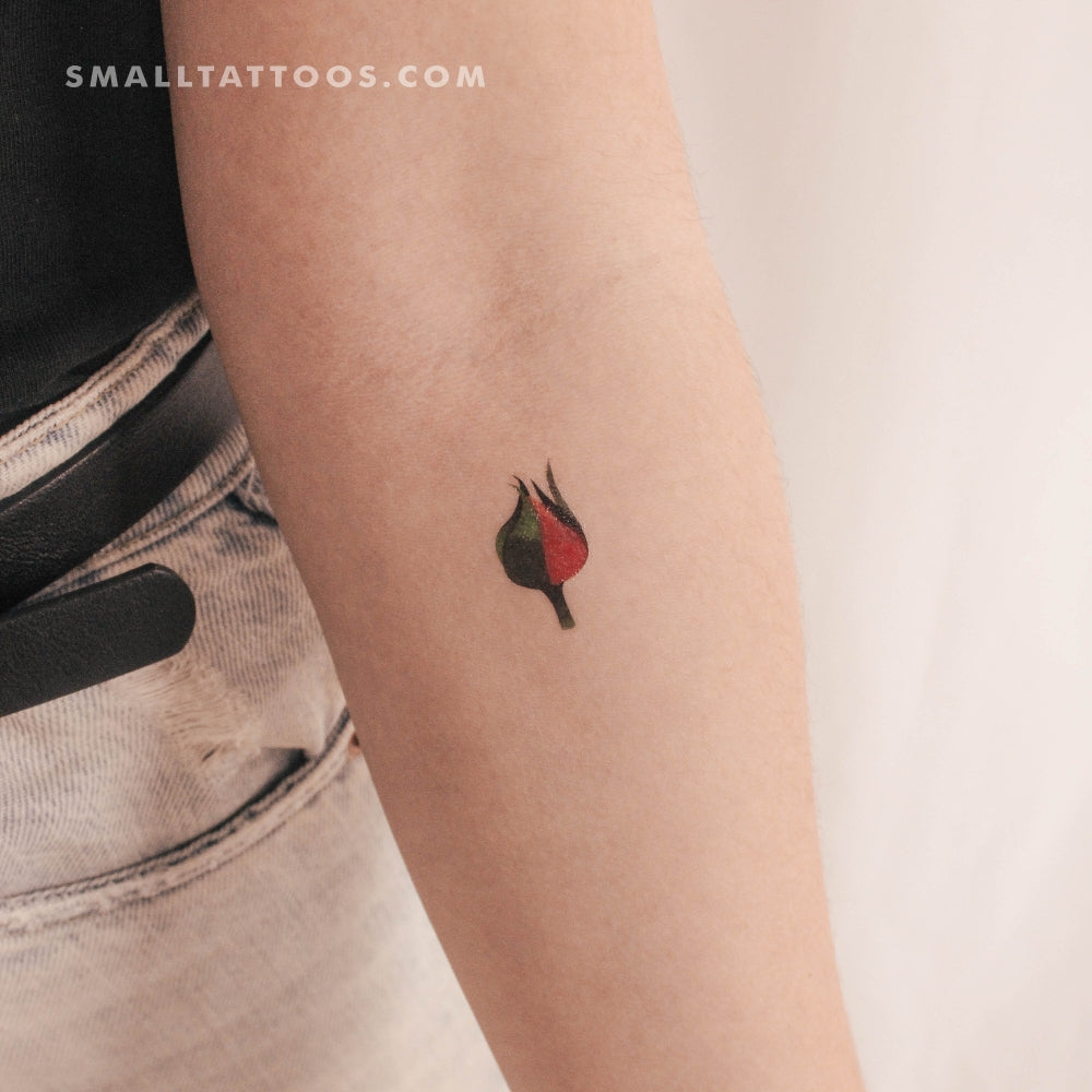 Tatuaje temporal de capullo de rosa de Zihee (juego de 3)