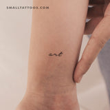 Handwritten 'Art' Temporary Tattoo (Set of 3)