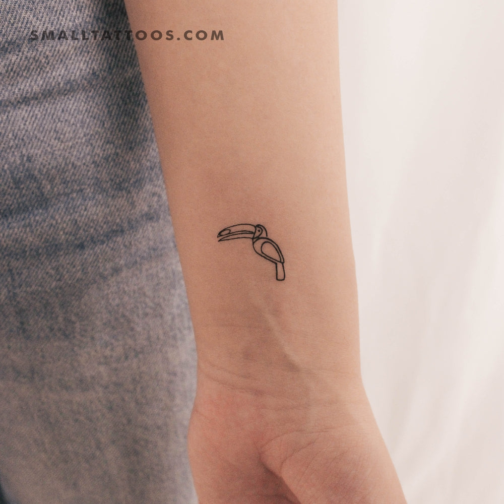 Tatuaje temporal minimalista de tucán (juego de 3)