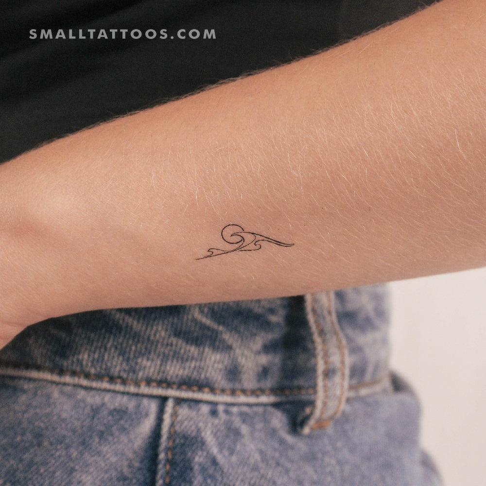 Tatuaje temporal de triple ola de amanecer (juego de 3)