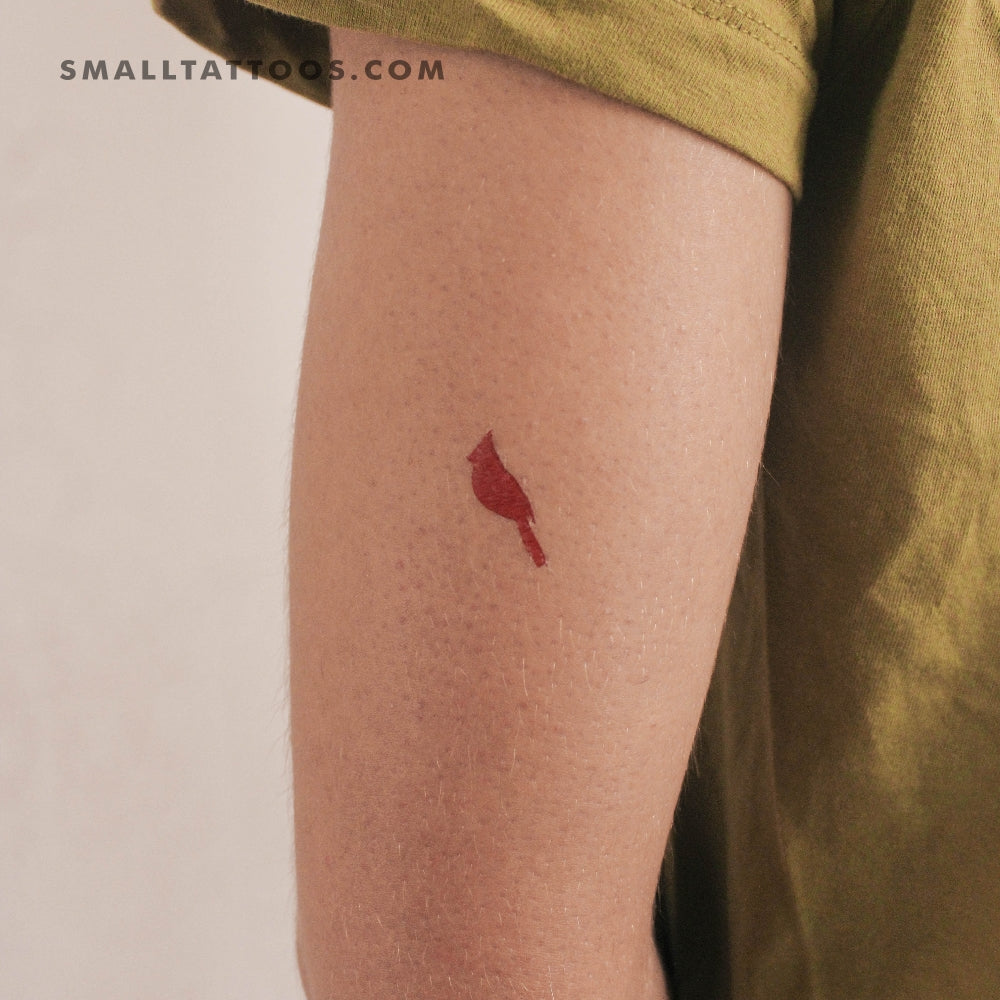 Tatuaje temporal de cardenal en tinta roja (juego de 3)