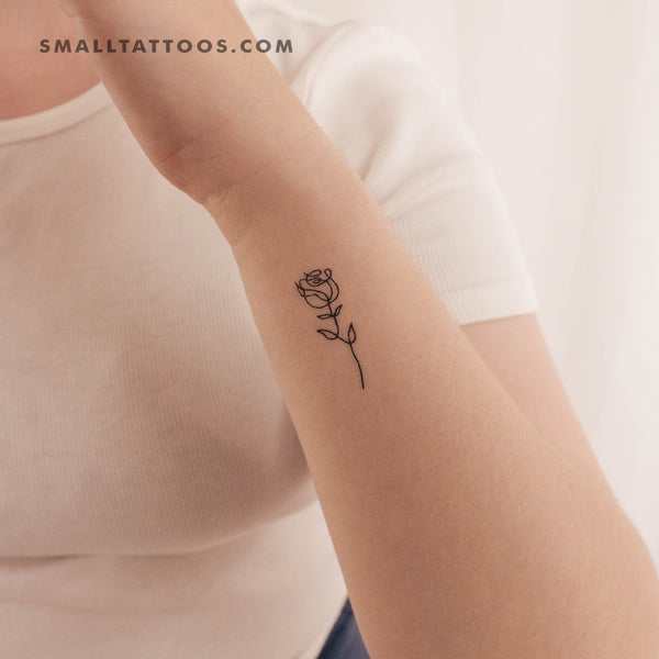 Single Line Rose Temporary Tattoo (Set of 3)