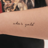 She's Gold Temporary Tattoo (Set of 3)